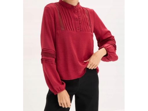 B.P.C bluzka koszulowa bordowa z koronką 52.