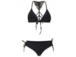 B.P.C czarne bikini wiązane z koronką trójkątne miseczki r.40(80A)