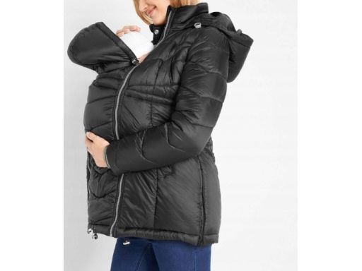 B.P.C kurtka ciążowa z panelem na dziecko przejściowa czarna pikowana