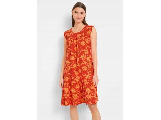 B.P.C sukienka bawełniana czerwona w pomarańczowe kwiatki 52/54.