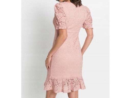 B.P.C sukienka koronkowa pudrowy róż 40/42.