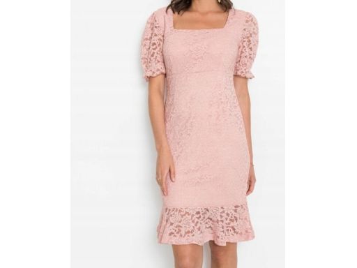 B.P.C sukienka koronkowa pudrowy róż 40/42.