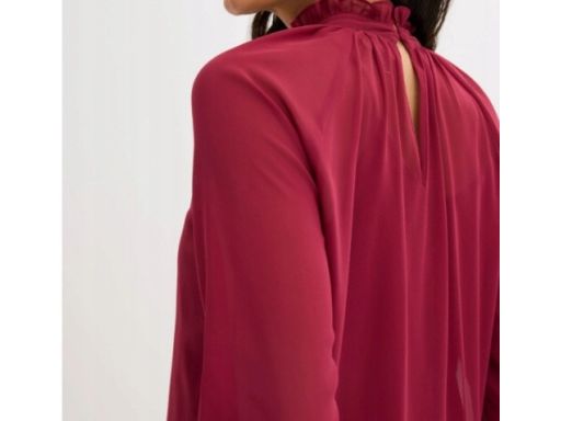 B.P.C sukienka szyfonowa bordowa z falbanami 54.