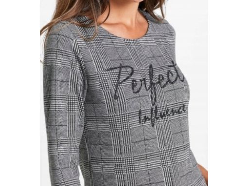 B.P.C bluzka damska rękaw 3/4 szara w kratę ^40/42