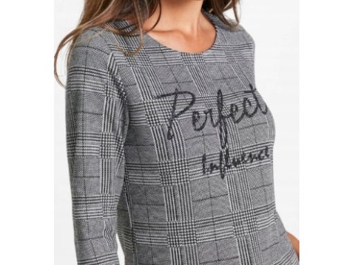 B.P.C bluzka damska rękaw 3/4 szara w kratę ^40/42