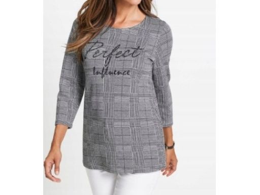 B.P.C bluzka damska rękaw 3/4 szara w kratę ^40/42