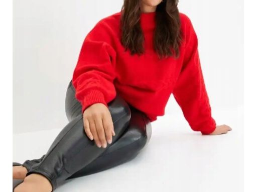 B.P.C legginsy czarne z eko skóry imitującej skórę krokodyla 36/38.