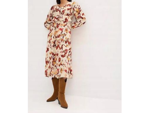 B.P.C sukienka midi we wzory ze złotą nitką 48.