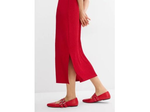 B.P.C midi sukienka krepowana czerwona z regulowanymi ramiączkami r.44