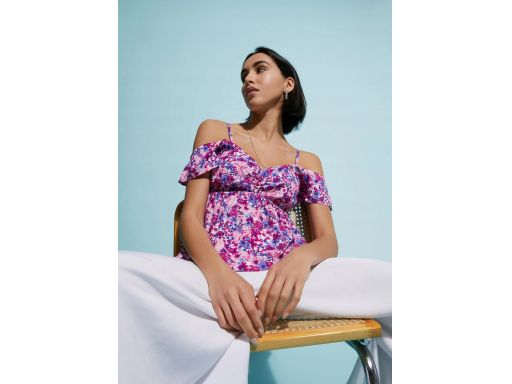 B.P.C bluzka odkryte ramiona fioletowo-różowa we wzory ^46