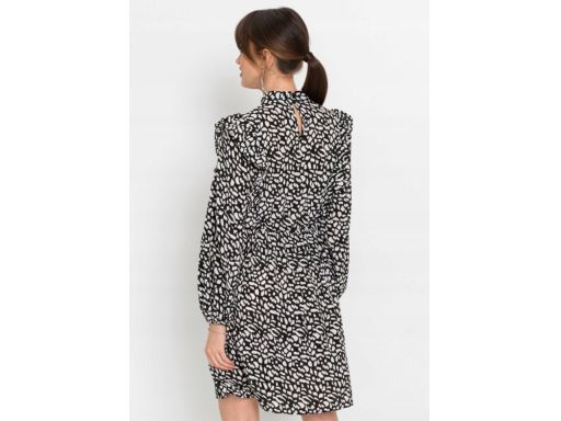 B.P.C. czarna sukienka we wzory szyfon r.42