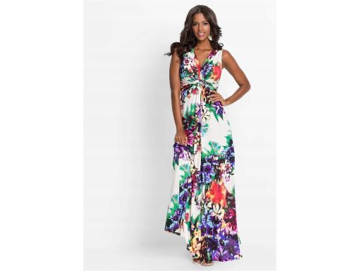 B.P.C długa sukienka w kolorowe kwiaty 36/38.