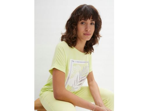 B.P.C t-shirt damski limonkowy z nadrukiem ^44/46