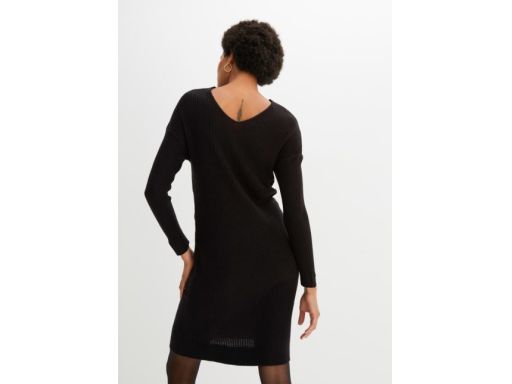 B.P.C sukienka dzianinowa czarna ze splotem dekoracyjnym r.52/54