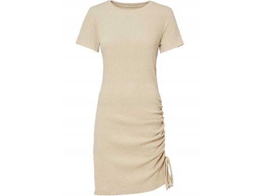 B.P.C. Sukienka beżowa z marszczeniem na boku ^44/46
