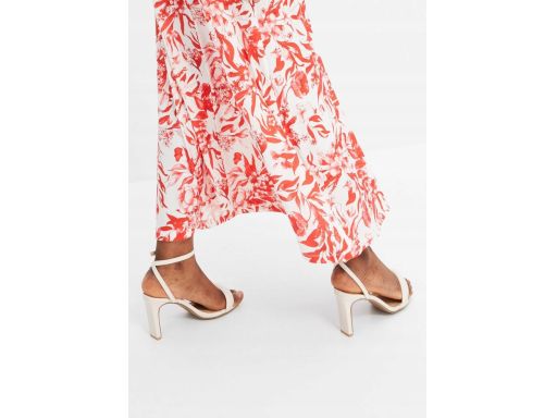 B.P.C długa sukienka śmietankowa w czerwone wzory ^40/42