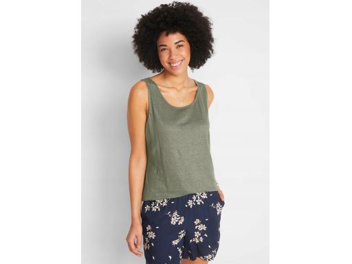 Top oliwkowy lniany ^52/54