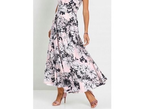 B.P.C sukienka szyfonowa długa rozkloszowana we wzory kwiatowe ^42