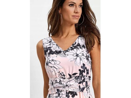 B.P.C sukienka szyfonowa długa rozkloszowana we wzory kwiatowe ^42