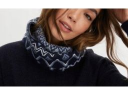 B.P.C Komin dzianinowy szalik we wzory granatowy