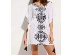 B.P.C sukienka tunika plażowa biała z nadrukiem 52/54.