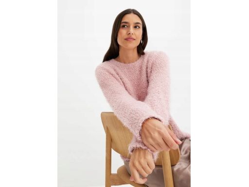 B.P.C krótki sweter w wyglądzie boucle różowy ^44/46