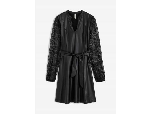 B.P.C sukienka eko skóra z koronkowymi rękawami 36/38.