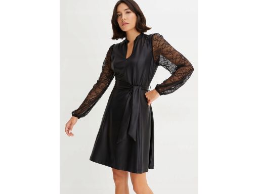 B.P.C sukienka eko skóra z koronkowymi rękawami 36/38.