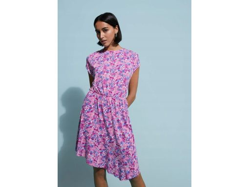 B.P.C sukienka shirtowa z asymtryczną linią dołu w kwiatuszki ^40/42