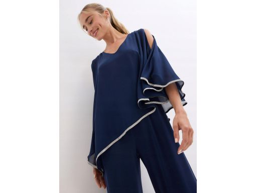 B.P.C kombinezon granatowy z warstwą szyfonową ze sztrasami ^40/42