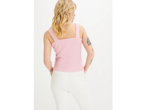 B.P.C krótki top w prążek bawełniany szerokie ramiączka OLIWKOWY ^44/4