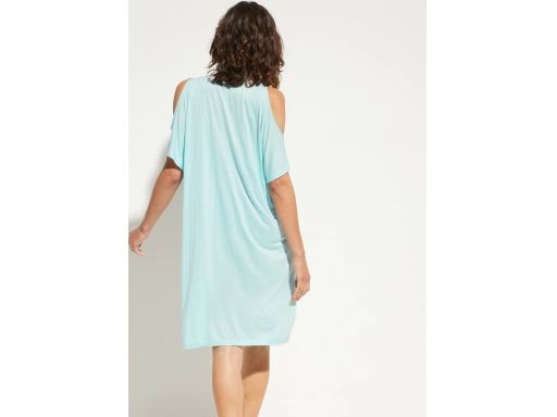 B.P.C sukienka tunika plażowa turkusowa z nadrukiem odkryte ramiona ^4