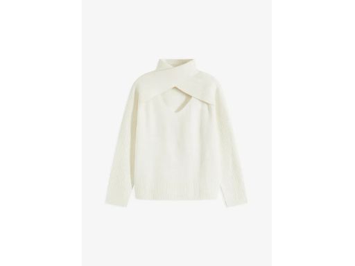 B.P.C śmietankowy sweter damski z wycięciem 52/54.