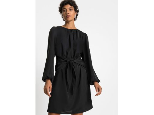 B.P.C sukienka satynowa czarna z wiązaniem r.46