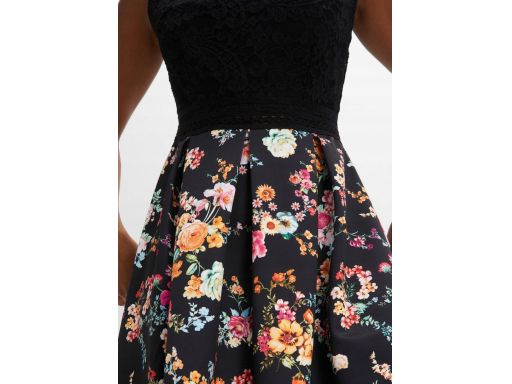 B.P.C sukienka rozkloszowana w kwiaty z górną koronką 36/38.