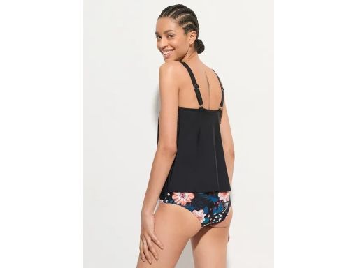 B.P.C tankini czarne z siateczką z figami w kwiatki ^40