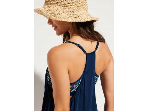 B.P.C granatowe tankini z figami w kwiatki wysoki stan ^50