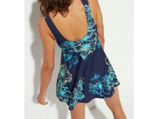 B.P.C granatowa sukienka kąpielowa we wzory r.54