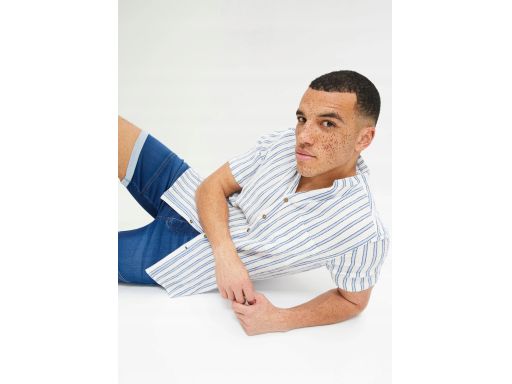 B.P.C męska koszula w paski ze stójką kreszowana 45/46.