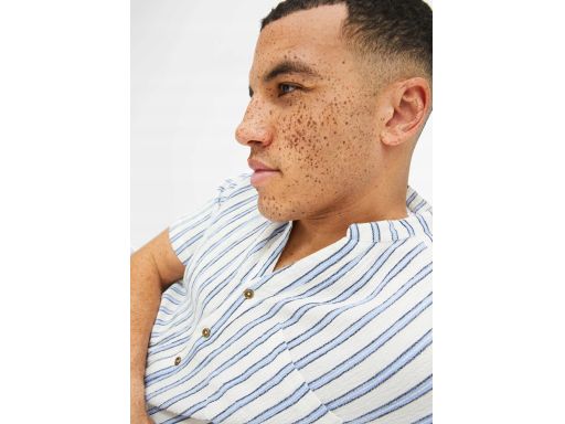 B.P.C męska koszula w paski ze stójką kreszowana 45/46.