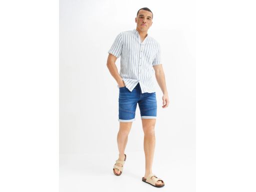 B.P.C męska koszula w paski ze stójką kreszowana 45/46.