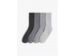 B.P.C. 4-pak skarpety relaksacyjne w prążek wysokie szare 39/42.