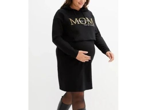B.P.C sukienka ciążowa dresowa czarna z napisem r.36/38