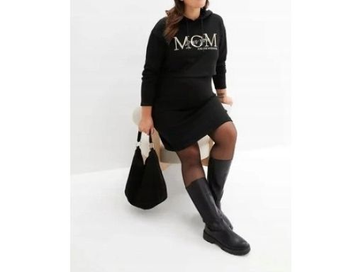 B.P.C sukienka ciążowa dresowa czarna z napisem r.36/38