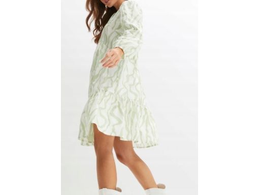 B.P.C sukienka beżowo-zielona we wzory bawełniana ^46