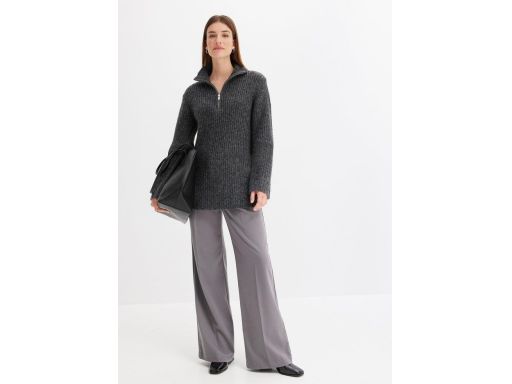B.P.C sweter antracytowy z zamkiem i domieszką wełny r.44/46