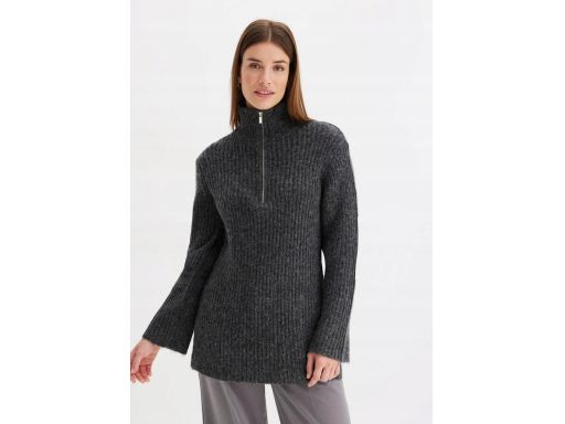 B.P.C sweter antracytowy z zamkiem i domieszką wełny r.44/46