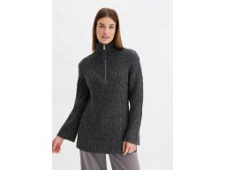 B.P.C sweter antracytowy z zamkiem i domieszką wełny r.44/46