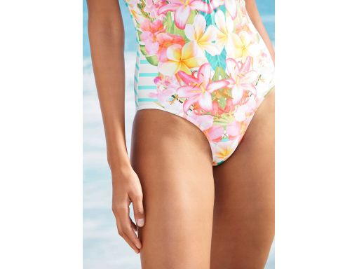 B.P.C kostium kąpielowy w kwiaty z ozdobnymi paskami 36