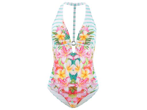 B.P.C kostium kąpielowy w kwiaty z ozdobnymi paskami 36